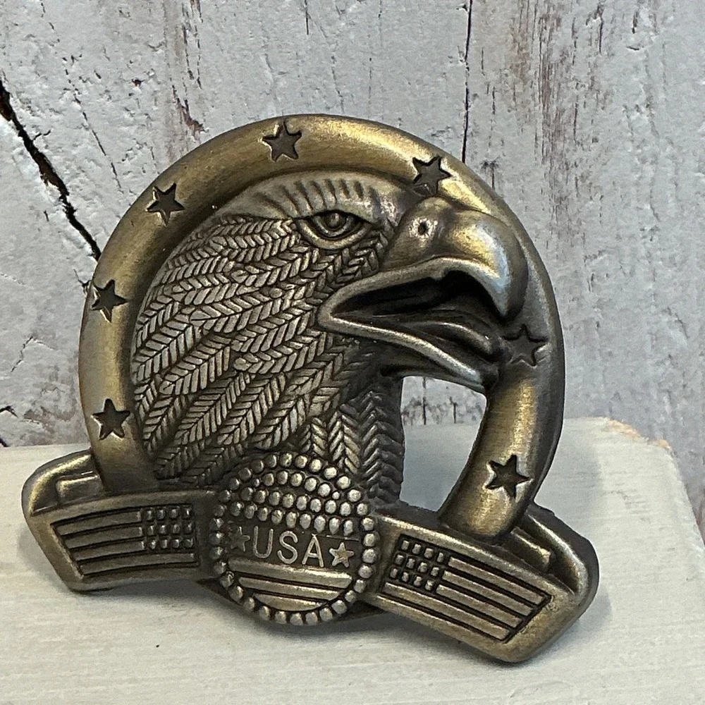 Vintage USA Eagle Belt‎ Buckle Patriotic American Flag Western Style